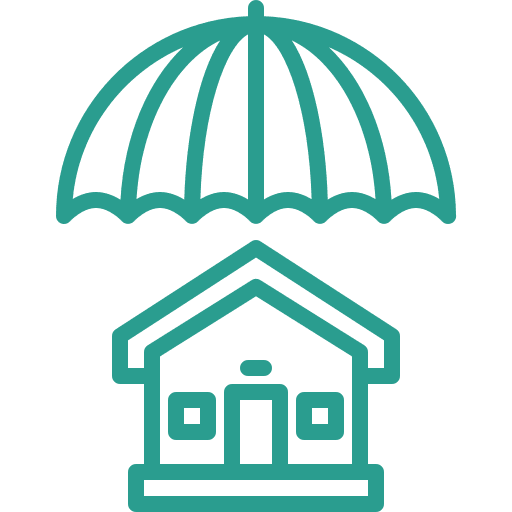 House under umbrella icon.