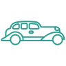 Neon outline of a vintage car.