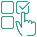 Hand selecting checkbox on digital screen icon.