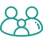 Family icon with three abstract figures.