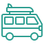 Outlined van with roof cargo carrier.