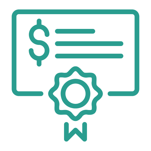 Financial certificate icon with dollar sign